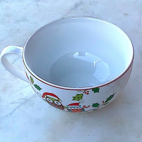 222 FIFTH ENCHANTED WOODS HOLIDAY JUMBO MUG OWLS PORCELAIN - Picture 4 of 6